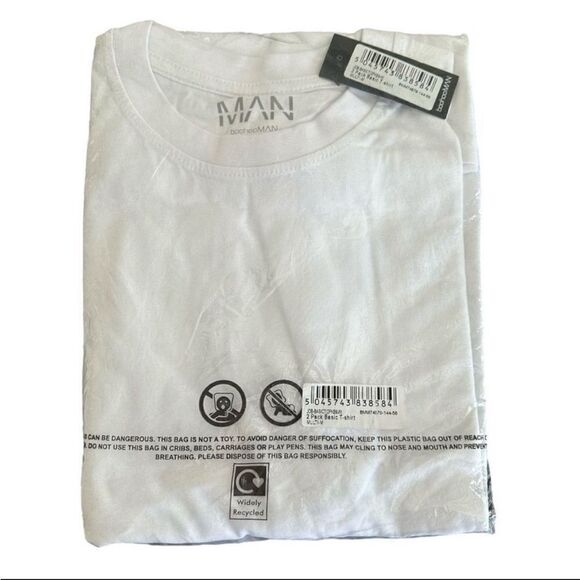 Boohoo Man 2-Pack Basic T-Shirts Black and White Medium - Picture 1 of 4